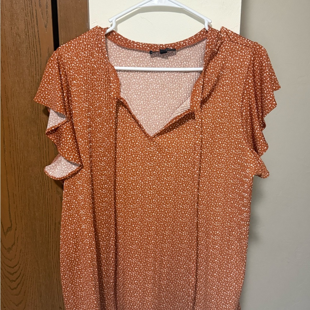 Adrianna Papell Rust Floral Blouse